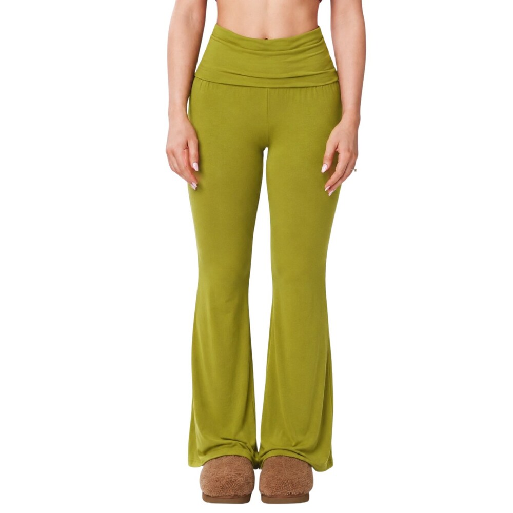 WAYDAMIN Fold Over Yoga Pants XL Chartreuse Y2K Streetwear Athleisure Baddie